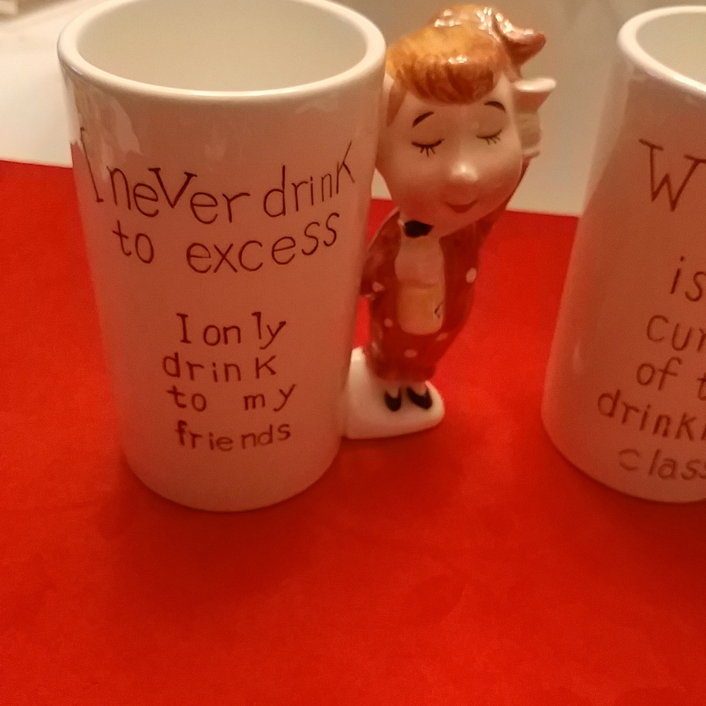 Pair Of Whimsical Drinking Cups Vintage (2)